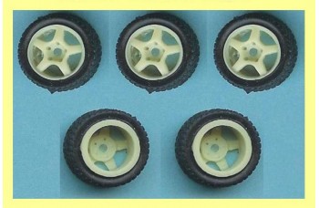 Wheels  (with 5 spoke / 5 screw)  + tyres tarmac / 5 pieces