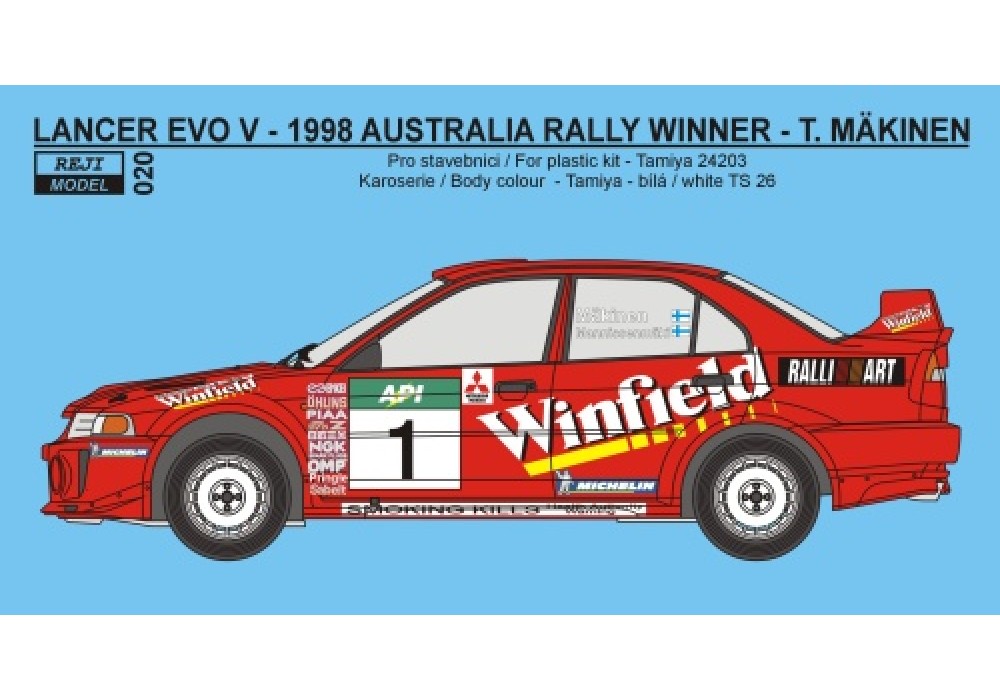 Miniature Mitsubishi Lancer Evo V Winfield 1998 – Échelle 1:43 – Occasion