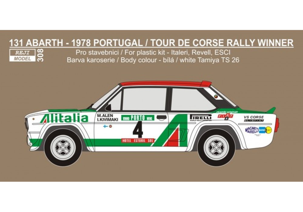 Decalcomanie 1/43 Fiat 131 Abarth #2 Röhrl - Rally Montecarlo 1978 - Carpena DCC14347