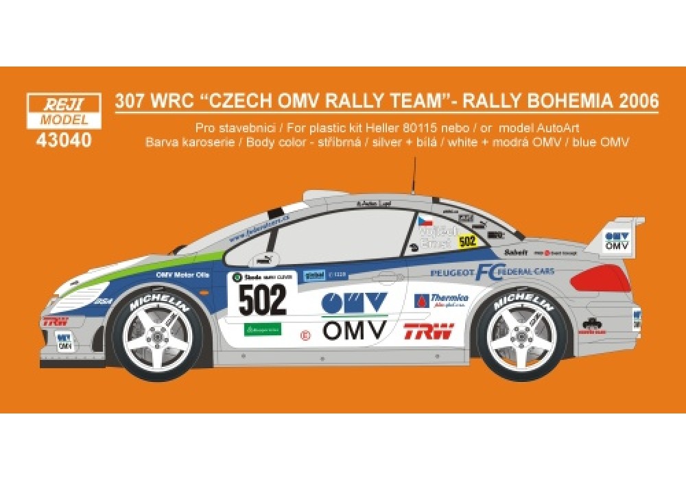 Décalcomanies 1/32 Pour Peugeot 307 WRC - Rallye Lyon Charbonnières 2012, Référence 1370